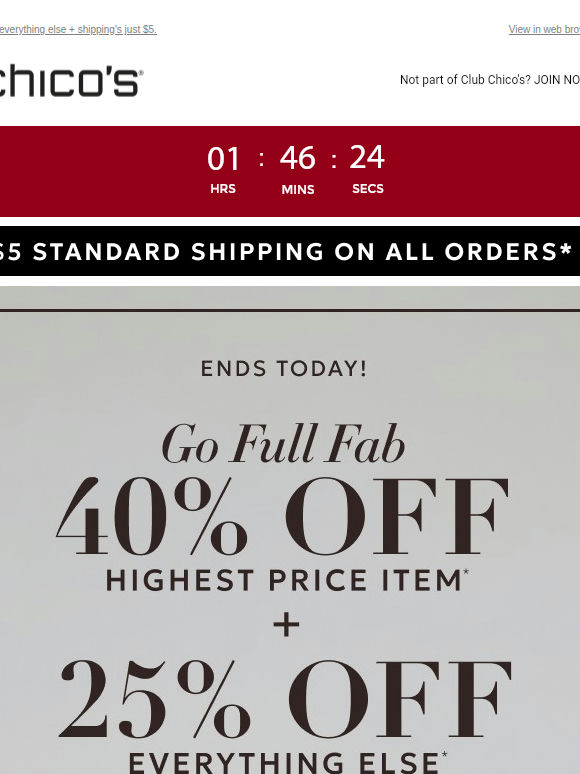 LAST CALL: 40% off one NEW style!