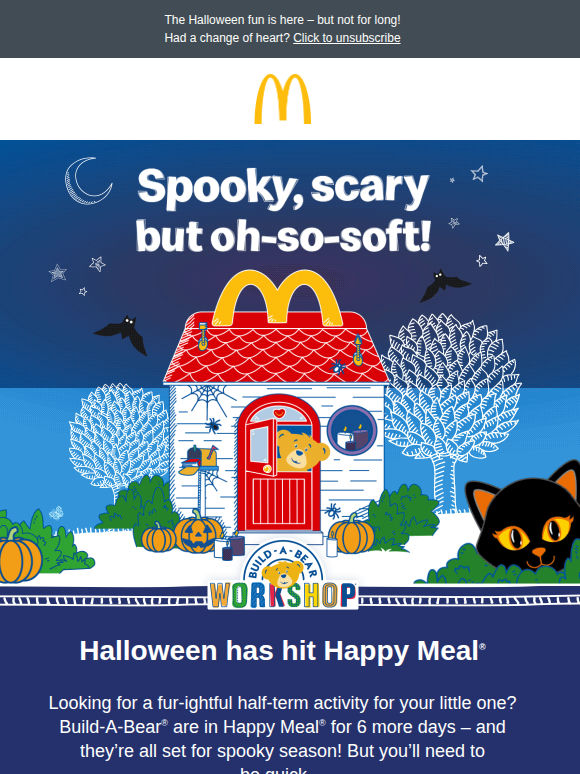 Happy Meal® x Build-A-Bear®. But spookier. 🎃🧡