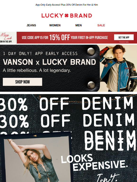 APP EXCLUSIVE: Shop Vanson x Lucky Brand!