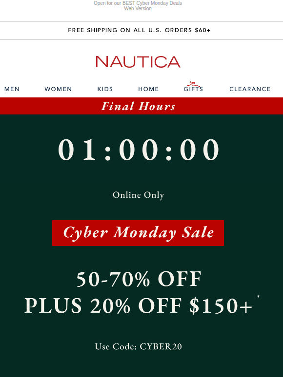 FINAL HOURS! 50-70% off plus an extra 20% off $150+