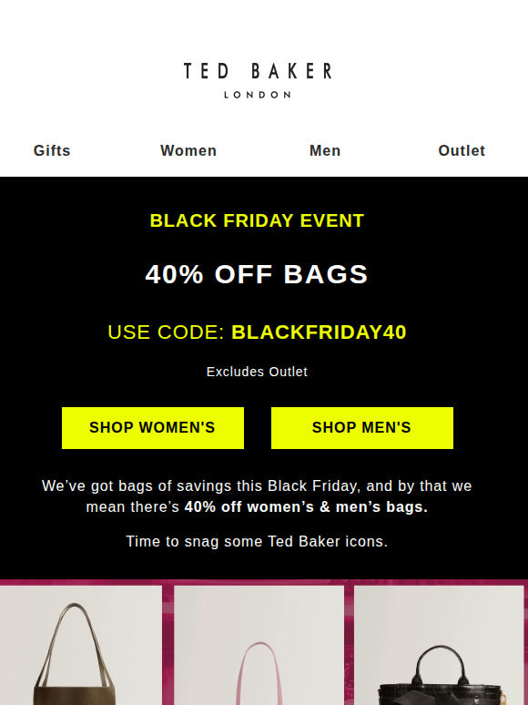 Black Friday Spotlight: 40% OFF Bags