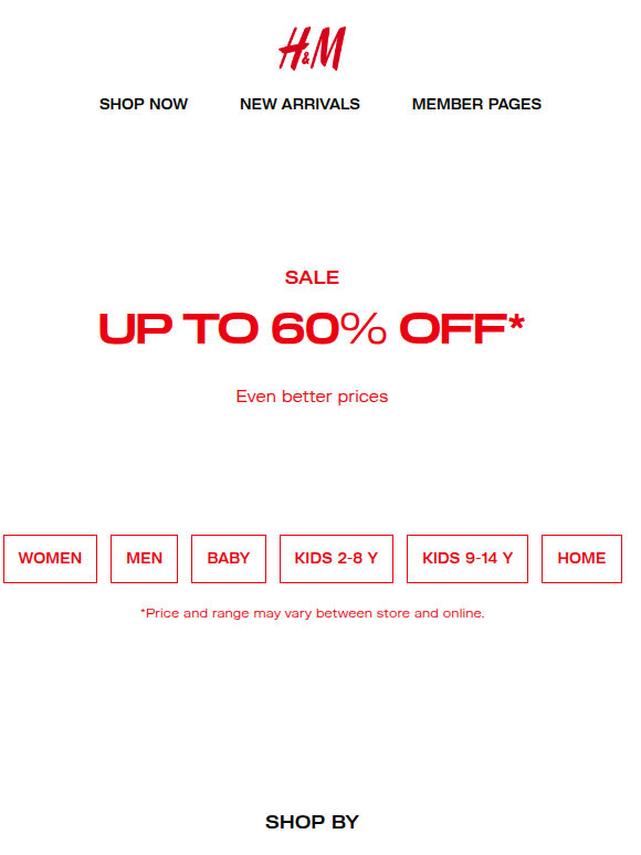 Now up to 60% off in-store and online