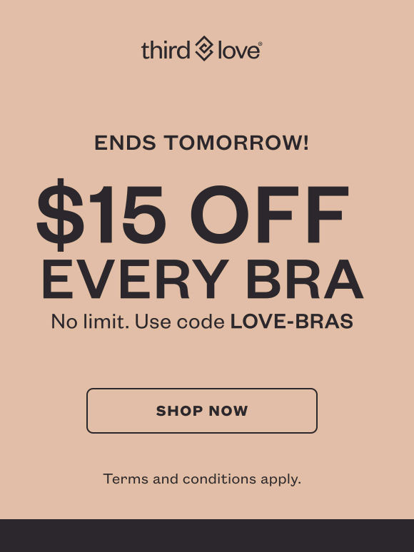 Ends Soon: $15 off every bra