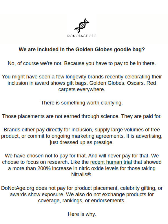We are included in the Golden Globes goodie bag?