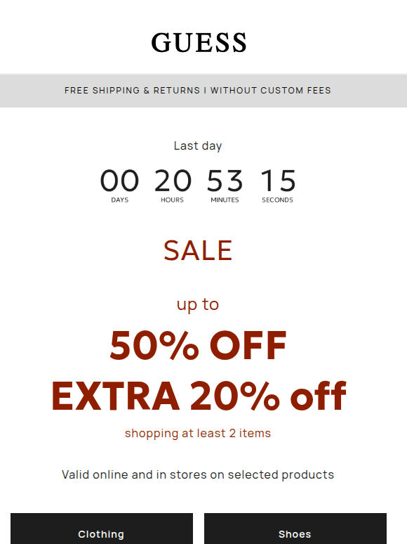 LAST HOURS >> EXTRA 20% off SALE