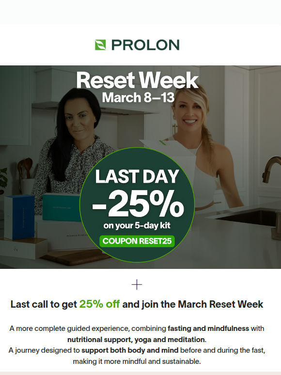 Last hours to get 25% off and join the Reset Week