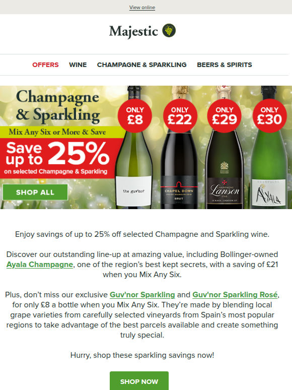 Top Sparkling wines from £8!