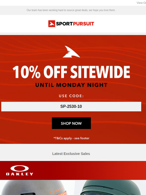 Extra 10% Off Sitewide Plus - Oakley Eyewear | Tents | Smartwool Socks | 2117 of Sweden | Merino Wool Hoodies & Pullovers | Up to 69% Off!
