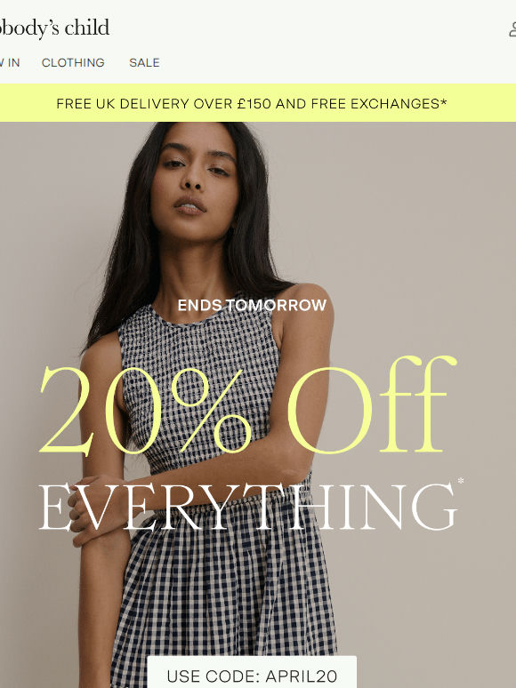 ENDS TOMORROW: 20% off