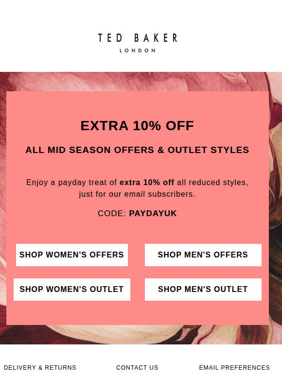 Extra 10% Off | Exclusive Payday Treat