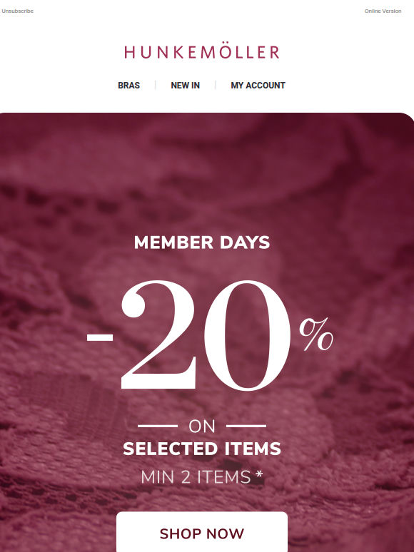 Online only: 20% off for members*