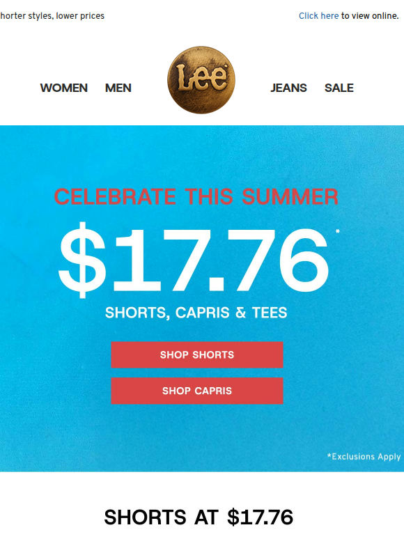 $17.76 shorts, capris & tees are here