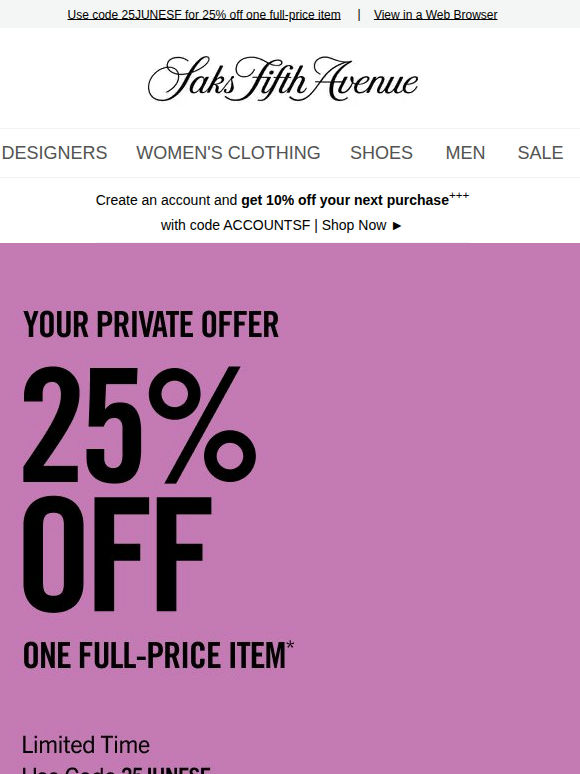 Your private offer is here: 25% off one item