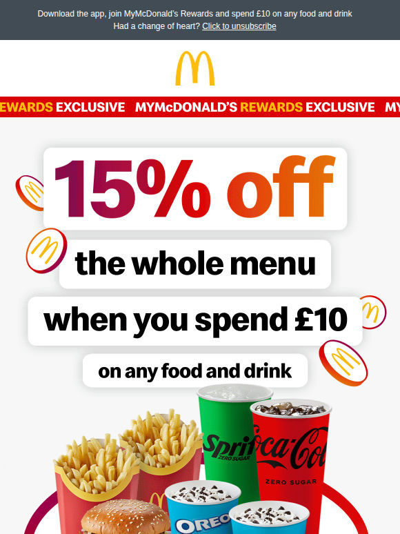 You’ve got 15% off the WHOLE MENU 🤯
