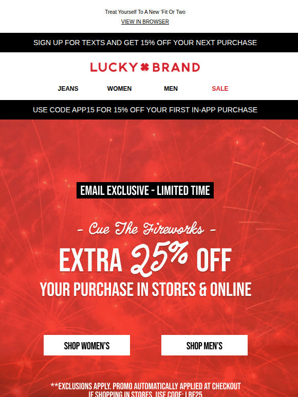 Email Exclusive! 25% Off Online & In Stores