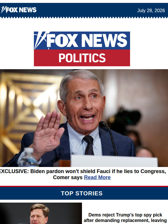EXCLUSIVE: Biden pardon won't shield Fauci if he lies to Congress, Comer says
