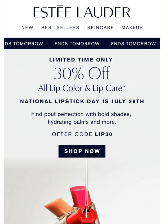 Find Your Finish 💄 30% Off Lip Color and Care*