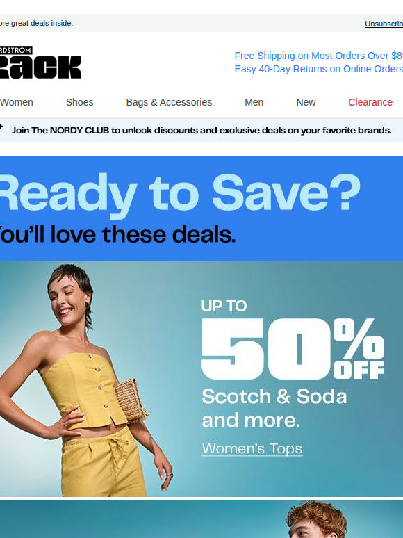 Up to 50% off tops, polo shirts & crossbody bags