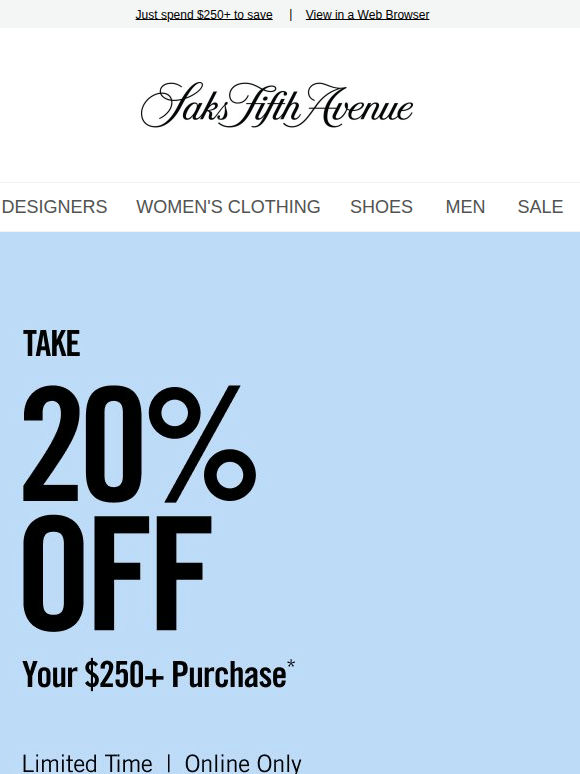 20% off your purchase ends today