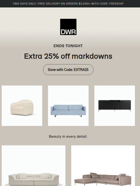 Final day: Extra 25% off markdowns