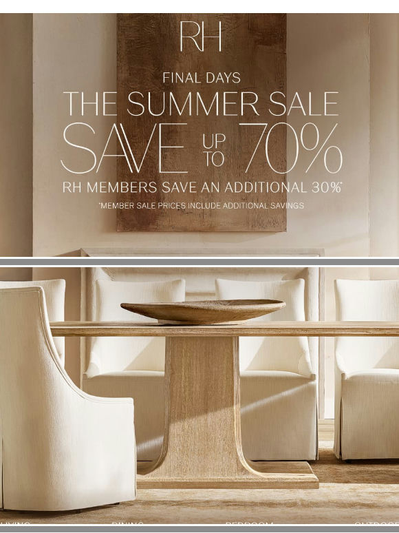 The Summer Sale. Final Days to Save Up to 70%.