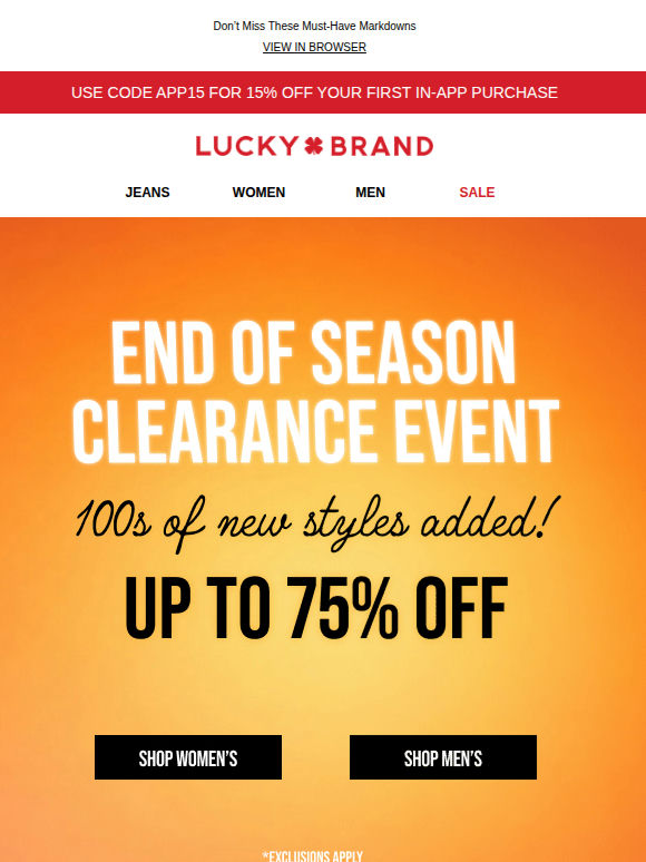 Up To 75% OFF New Clearance Styles!