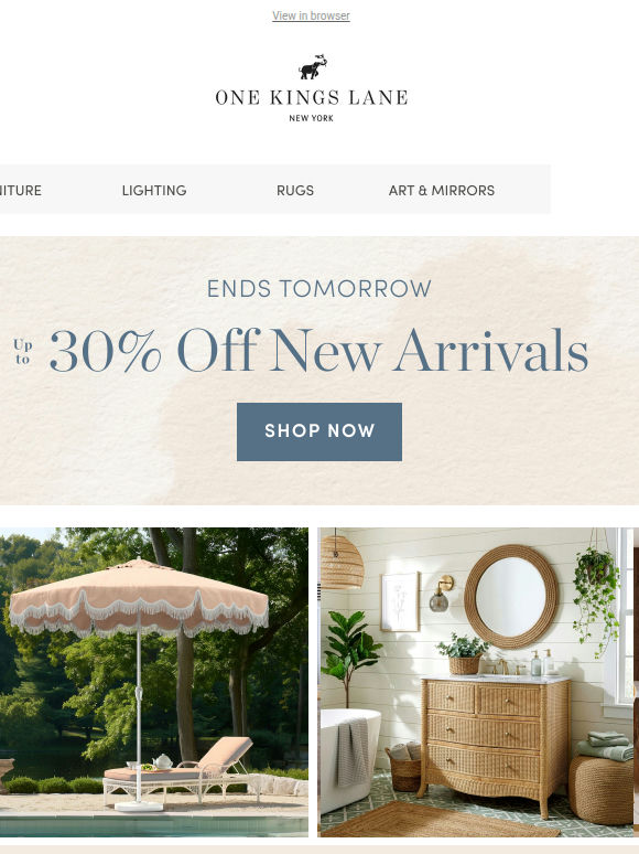 New Furniture to Love — Up to 30% Off