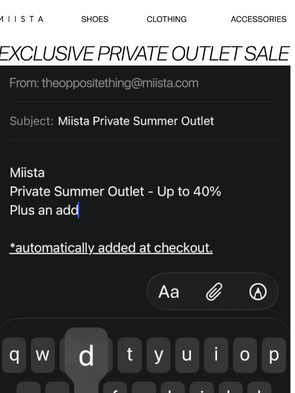 Private Outlet Sale: Up to 40% off