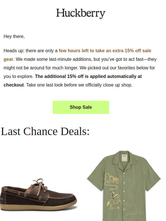 Final Hours: Extra 15% Off Sale