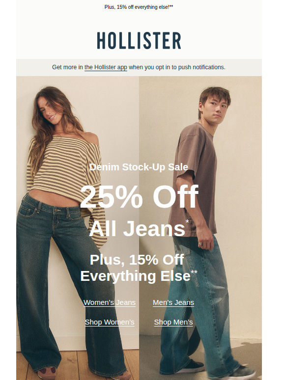 👖 Denim Stock-Up Sale: 25% off ALL JEANS* 👖