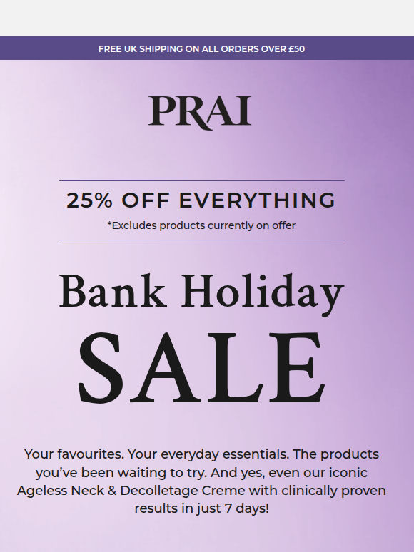 BANK HOLIDAY SALE