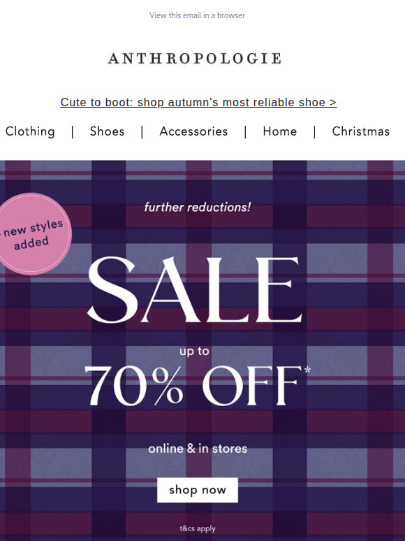 Clear your schedule: UP TO 70% OFF SALE