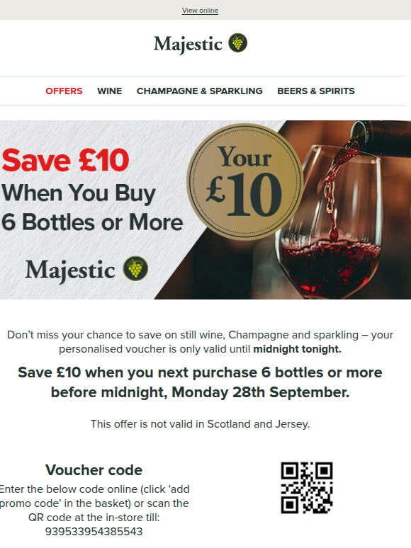 Buy now: Your £10 wine credit expires at midnight 🍷