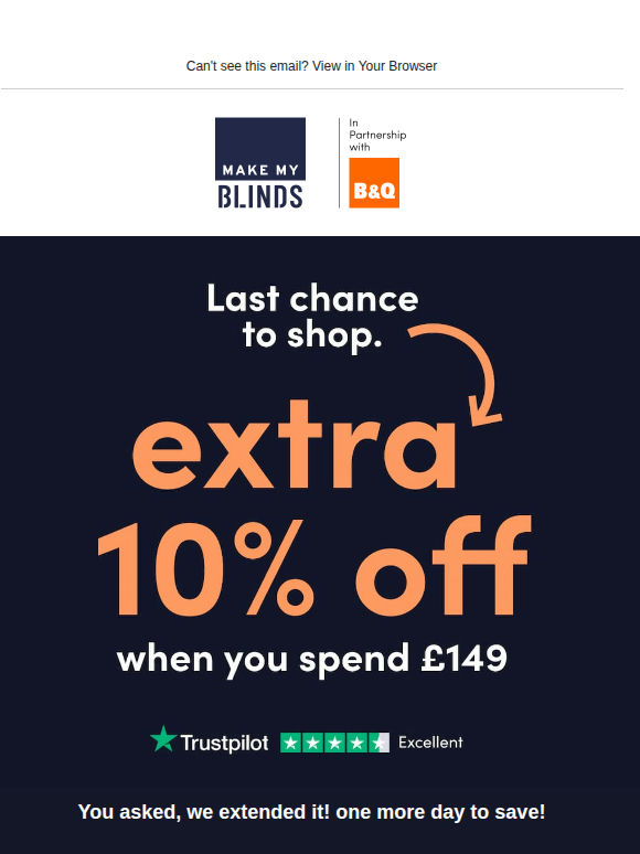 Sale Extended! 10% off orders over £149 🎉
