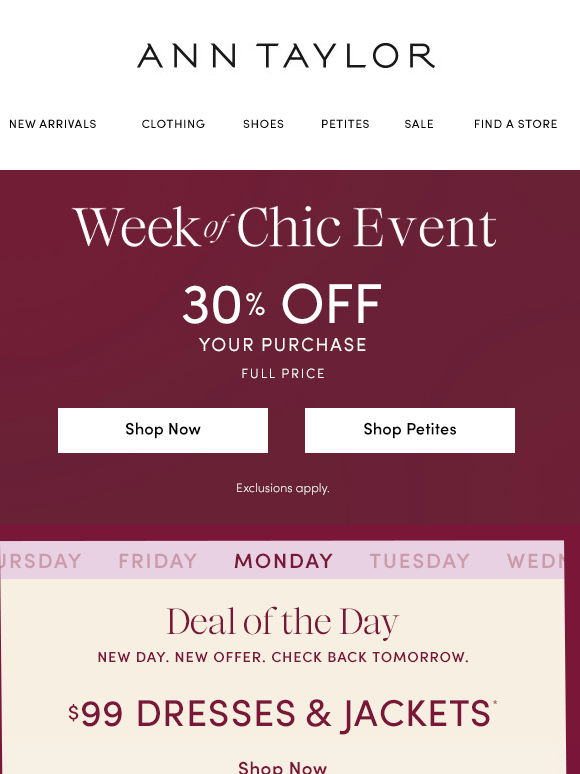 Week Of Chic Event Starts NOW!