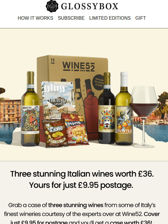 three stunning Italian wines - on us! 🍷