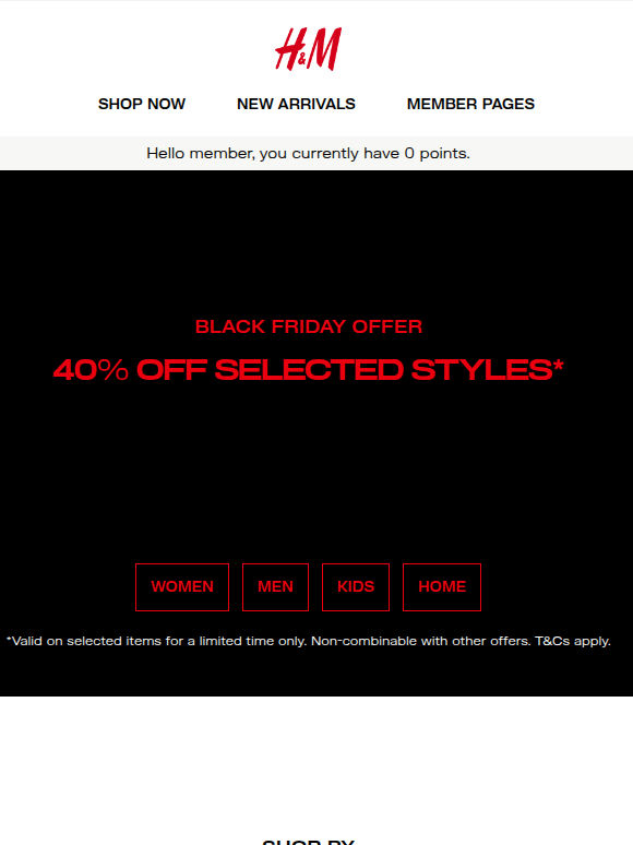40% off selected styles