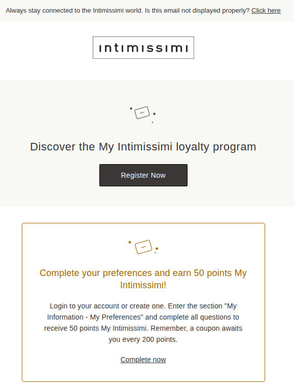 The benefits of the My Intimissimi Loyalty program