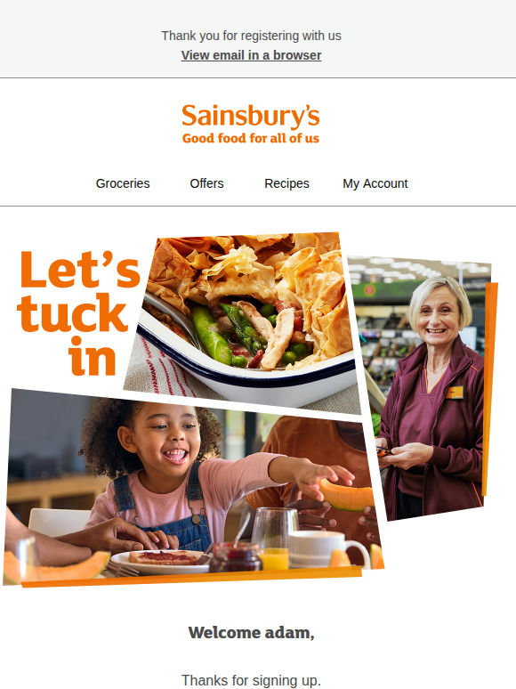 💬 This one's for you! Here's your welcome message from Sainsbury's