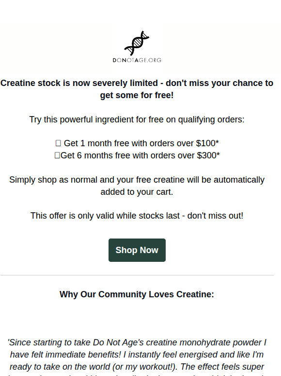 Time's Running Out On Free Creatine ⏱️