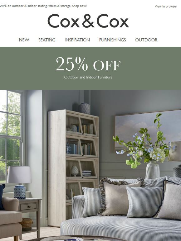 Don't miss - 25% OFF ALL furniture, for a limited time!