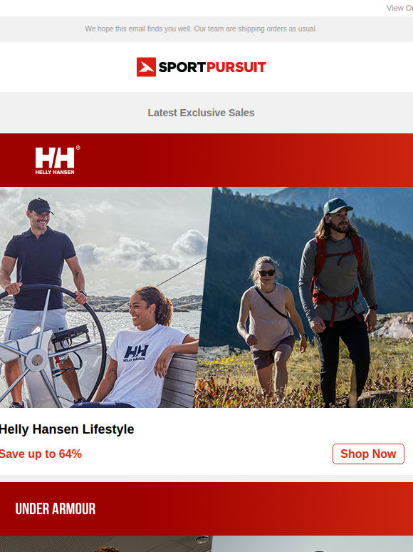 Helly Hansen Lifestyle | Under Armour | Crew Clothing Spring Styles | Fundango | Jetboil | Up to 71% Off!