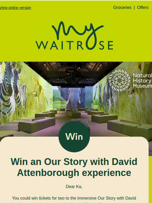 Win an Our Story with David Attenborough experience 🌍