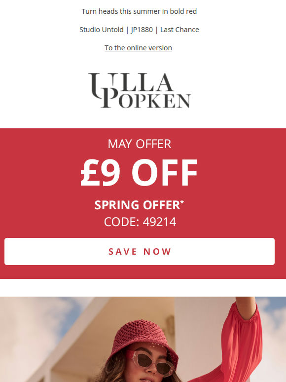 Red suits you! Shop now & save £9 🎁