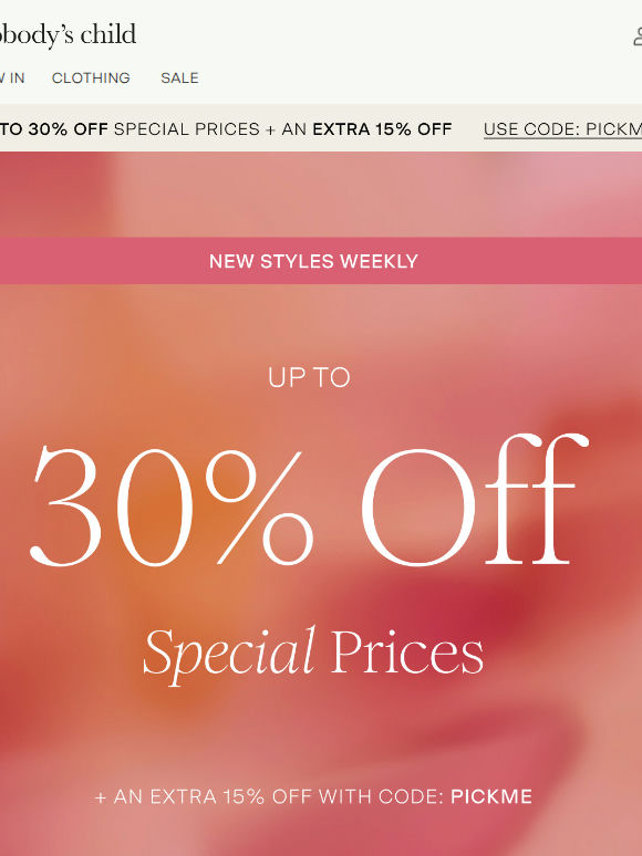 Up to 30% off summer styles