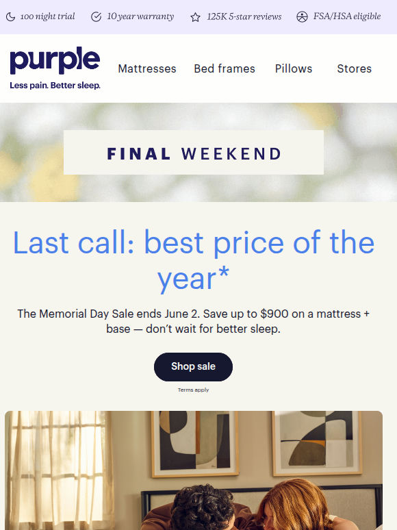 Last weekend for Memorial Day savings.