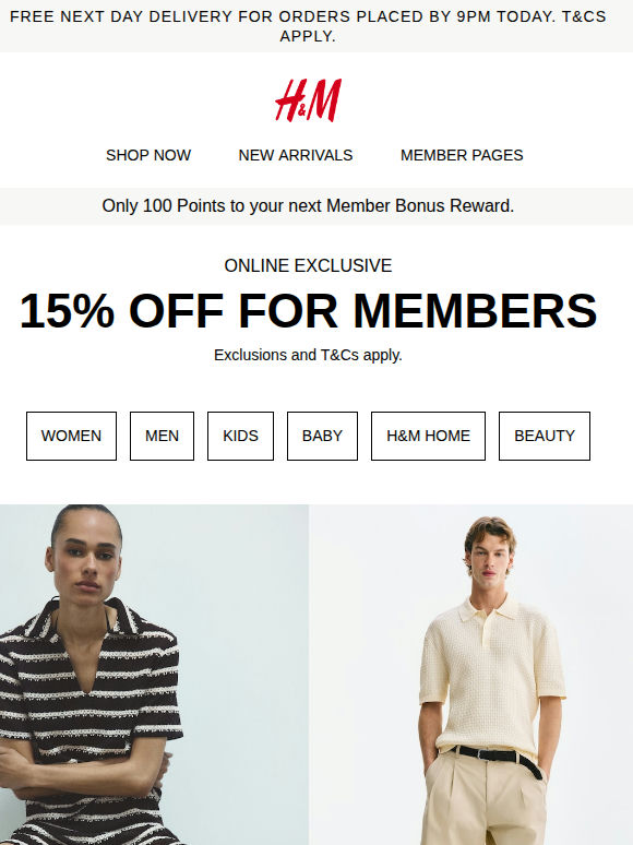 15% off | Online exclusive