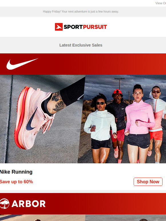 Up to 79% Off: Nike Running | Arbor Skateboards & Apparel | Trending Sunglasses | Ramatuelle - Price Drop | Fundango