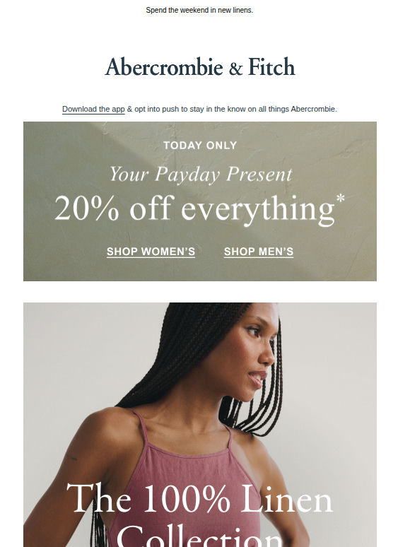 TODAY ONLY: the 100% linen collection is on sale.