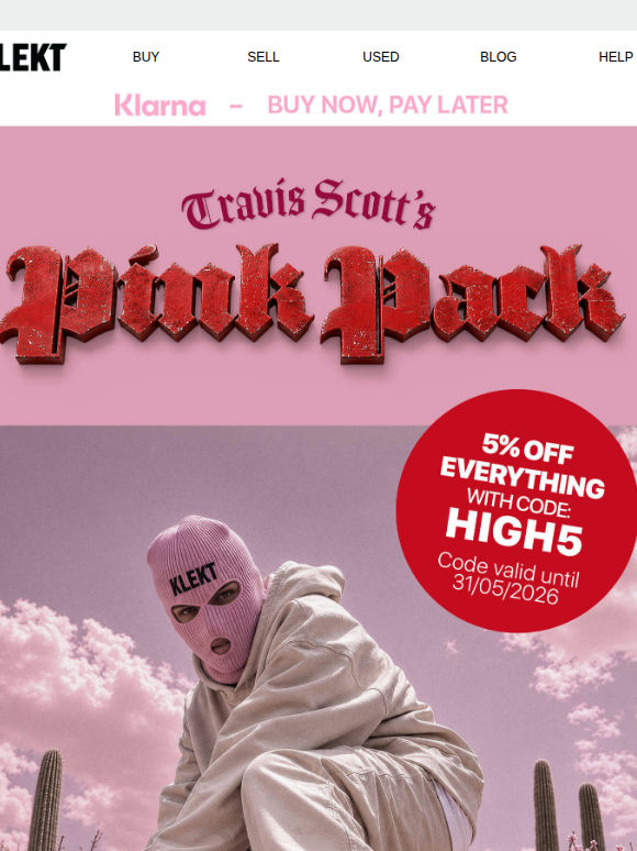 5% OFF EVERYTHING: Including the new Travis Scott Pink Pack 🩷